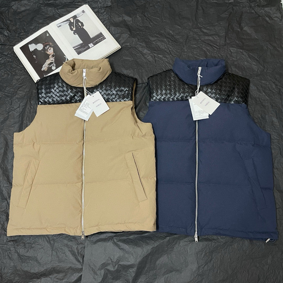 Bottega Veneta Men's Autumn/winter Frosted Poplin Puffer Gilet Sleeveless Knitted Down Jacket Fashionable Casual Vest Ngvp #2629