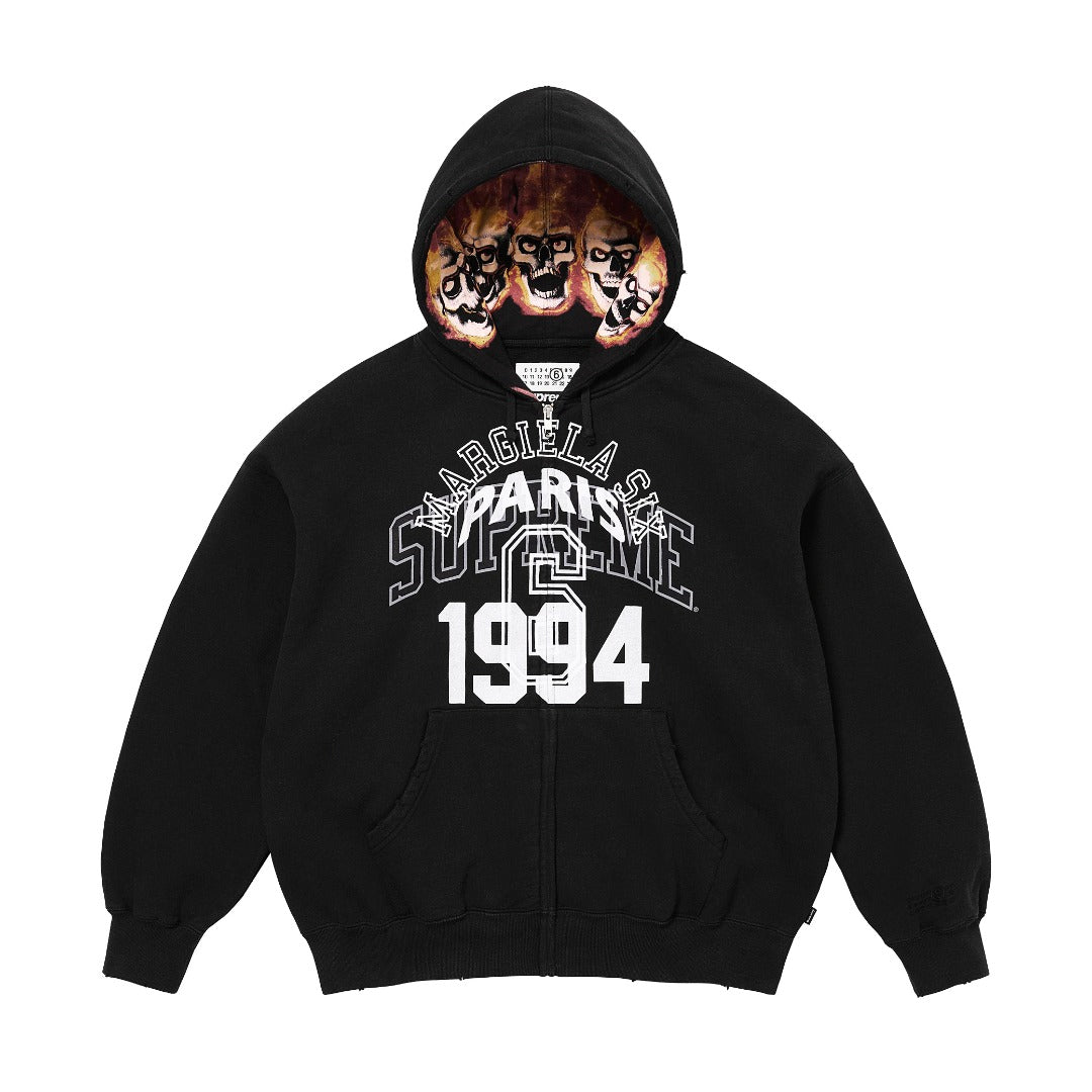 SUPREME X MM6 MAISON MARGIELA Men's Spring/Autumn Solid Colour Letter Print Hooded Skull Ghost Fire Print Zipper Long Sleeve Hooded Jacket #77861