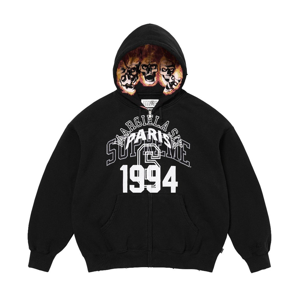 SUPREME X MM6 MAISON MARGIELA Men's Spring/Autumn Solid Colour Letter Print Hooded Skull Ghost Fire Print Zipper Long Sleeve Hooded Jacket #77861