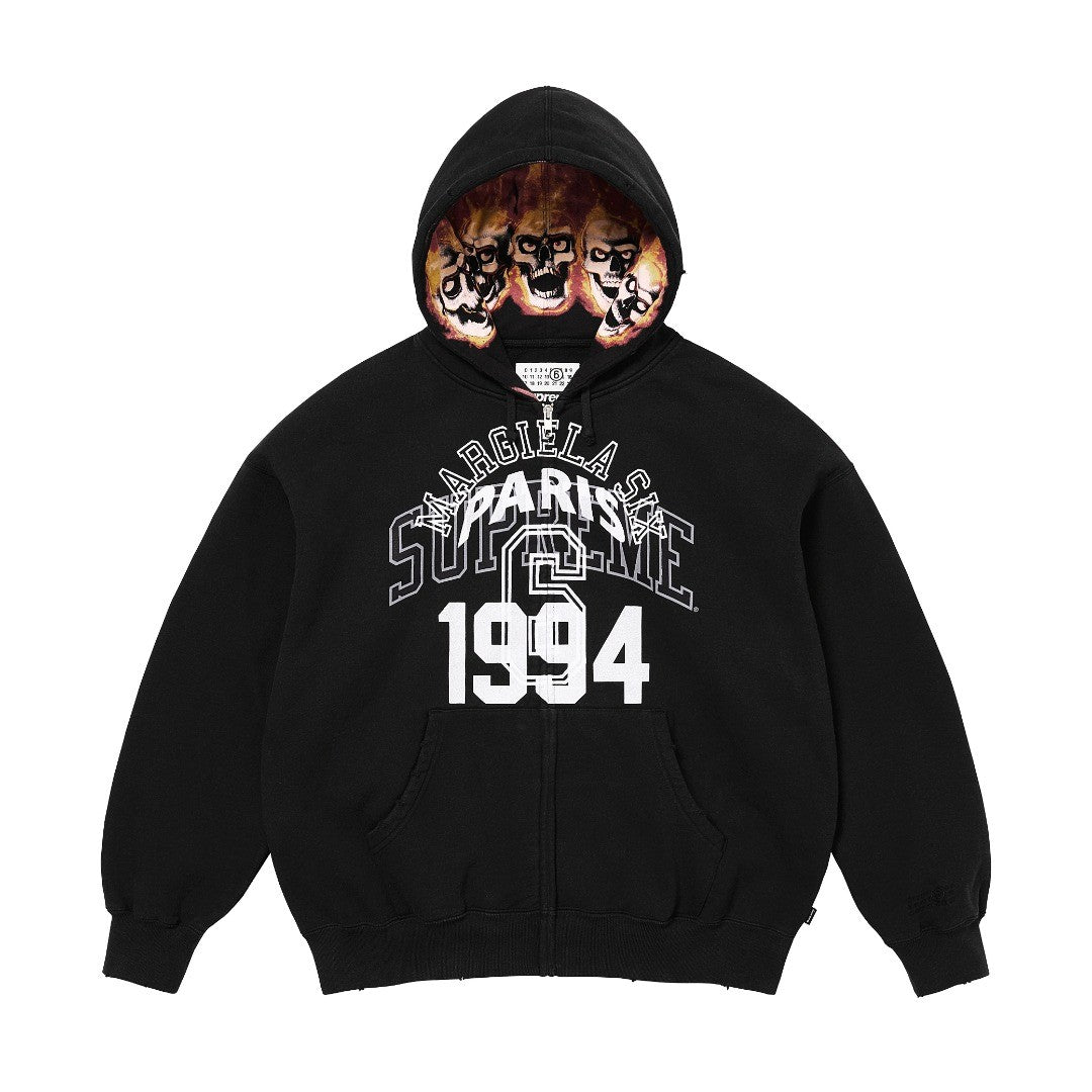 SUPREME X MM6 MAISON MARGIELA Men's Spring/Autumn Solid Colour Letter Print Hooded Skull Ghost Fire Print Zipper Long Sleeve Hooded Jacket #77861