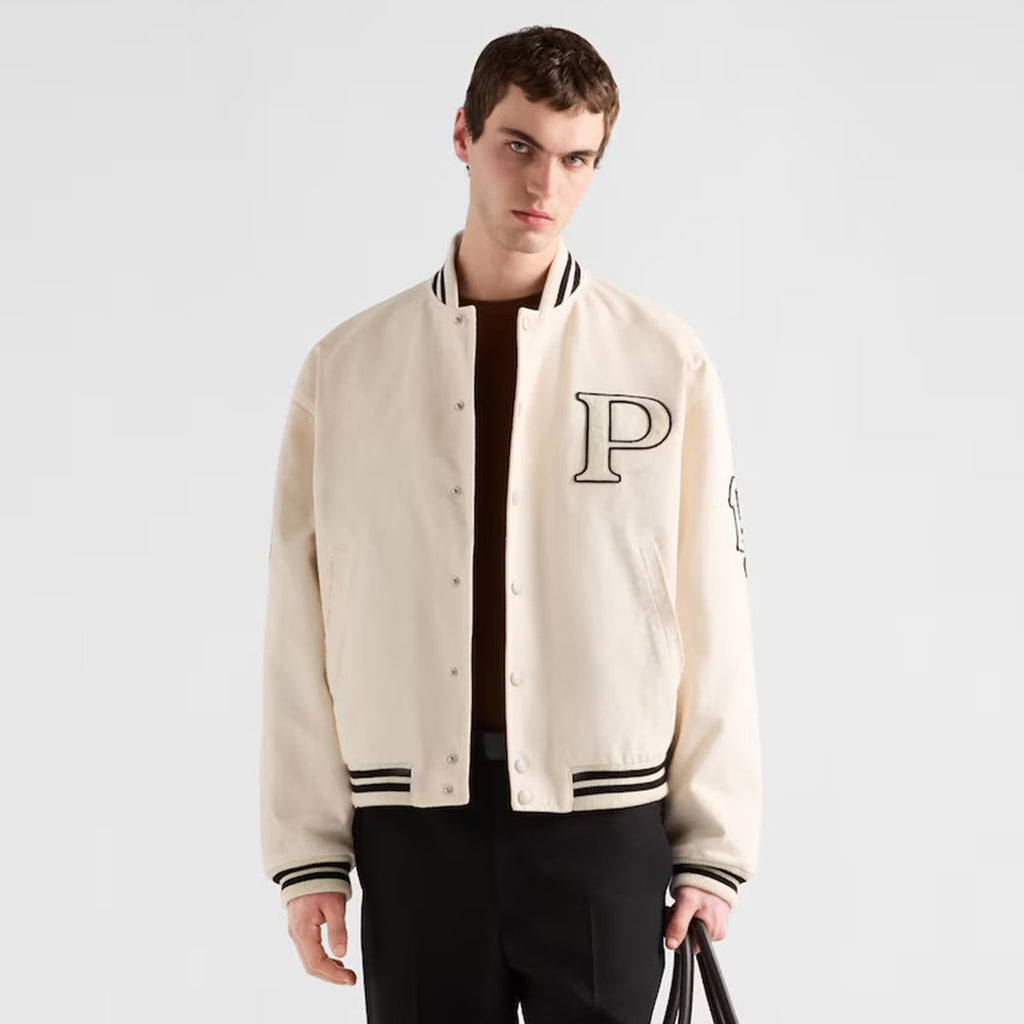 Prada Men's Spring And Autumn Monogrammed Striped Single Breasted Solid Color Long Sleeve Aviator Jacket Ngvp #9272
