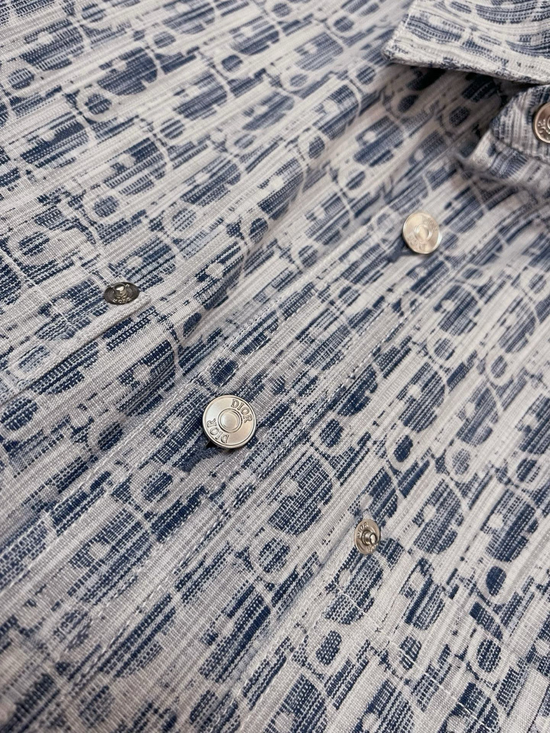 Dior Men's Spring/Autumn Alphabet Print Single-Breasted Long-Sleeved Denim Shirt #77785