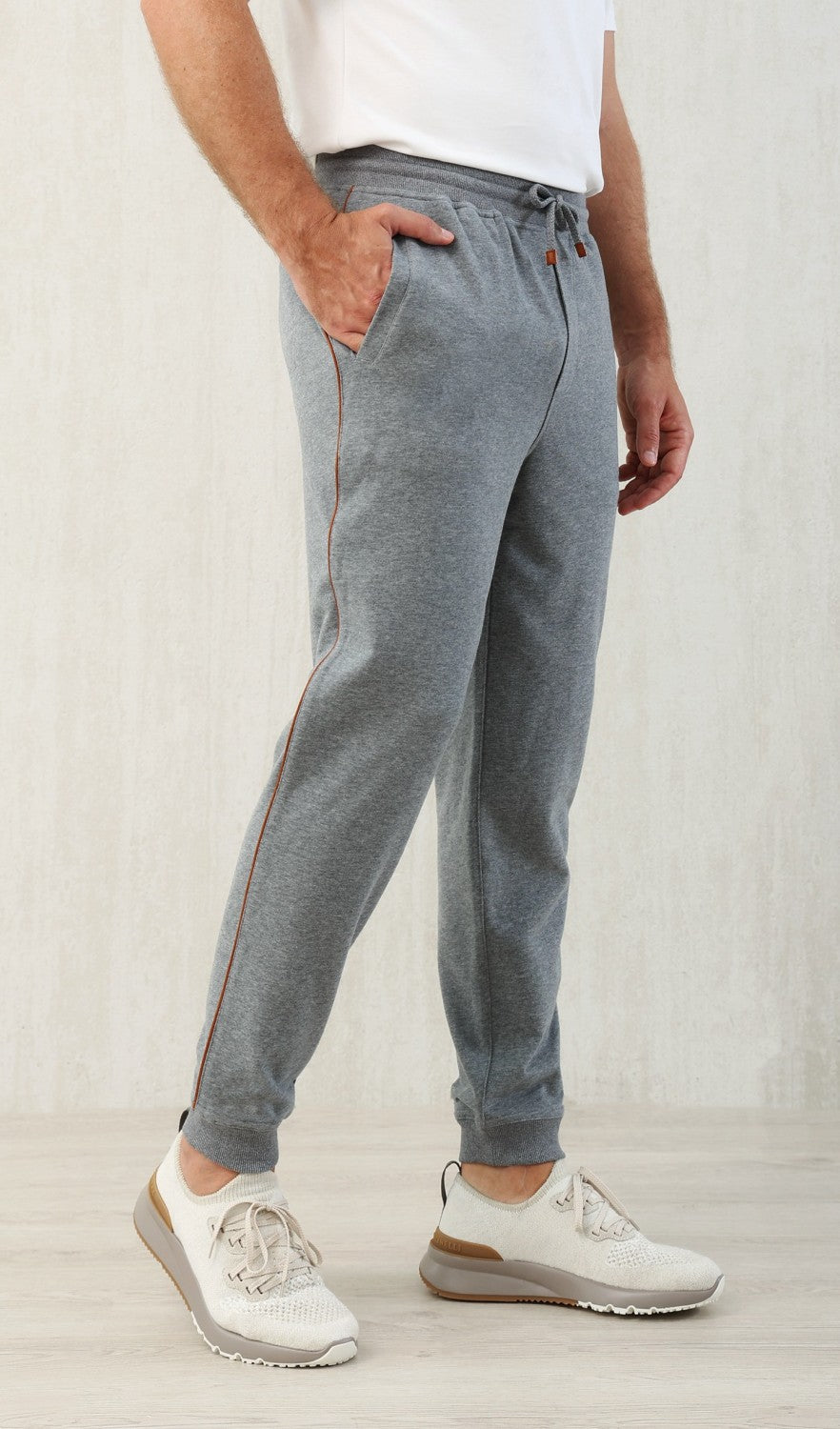 Brunello Cucinelli Men's Lace-up Sweatpants Four Seasons Solid Color Cotton Casual Drawstring Trousers Pants Ngvp #1767