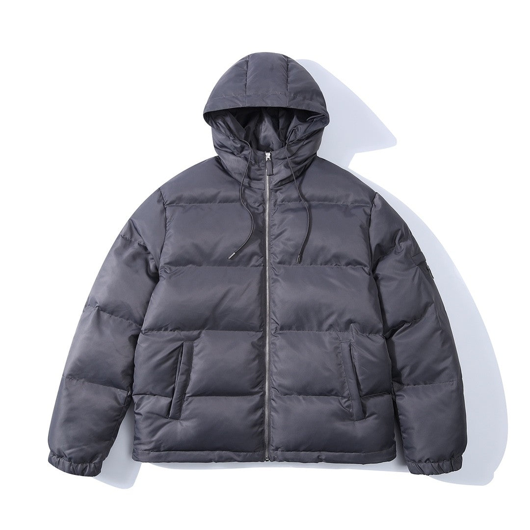 Prada Men's Autumn and Winter Solid Color Hooded Zipper Long Sleeve Puffer Down Jacket #73319