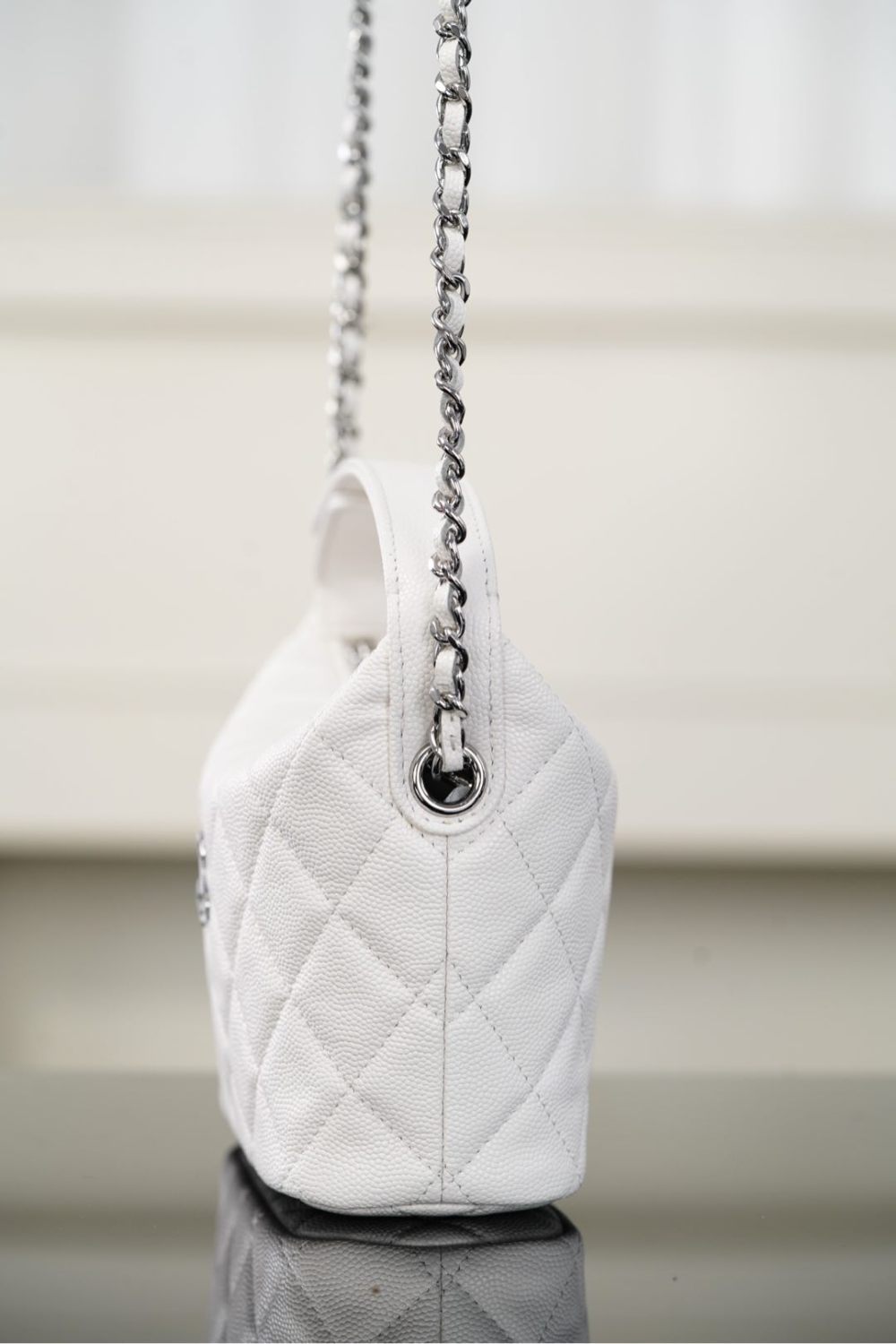 Chanel 25B Silver Buckle Star Double C Lunchbox Bag Single-Shoulder Crossbody Tote Hobo Bag Fashionable White Chain Handbag Bags #193527