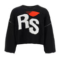 Raf Simons Men's Fall And Winter Black White Rs Jacquard Round Neck Long Sleeve Knitted Sweater High Street Trend Casual Pullover Warm Tops Ngvp #2463