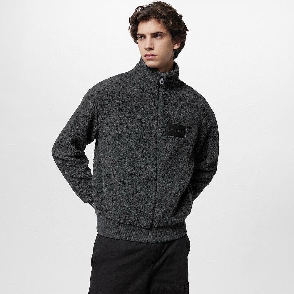 Louis Vuitton Men's Winter Fashion Casual High Neck Zipper Solid Color Fleece Jacket #79325