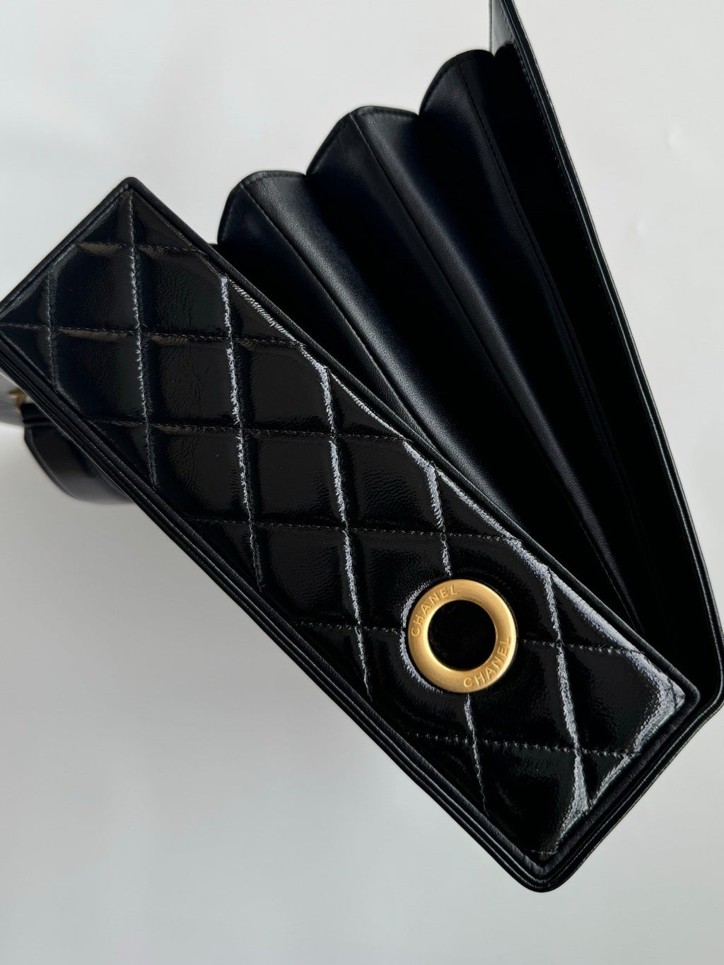 Chanel Advanced Handmade Series Briefcase Patented Wrinkled Lambskin Vintage Buttons #332642