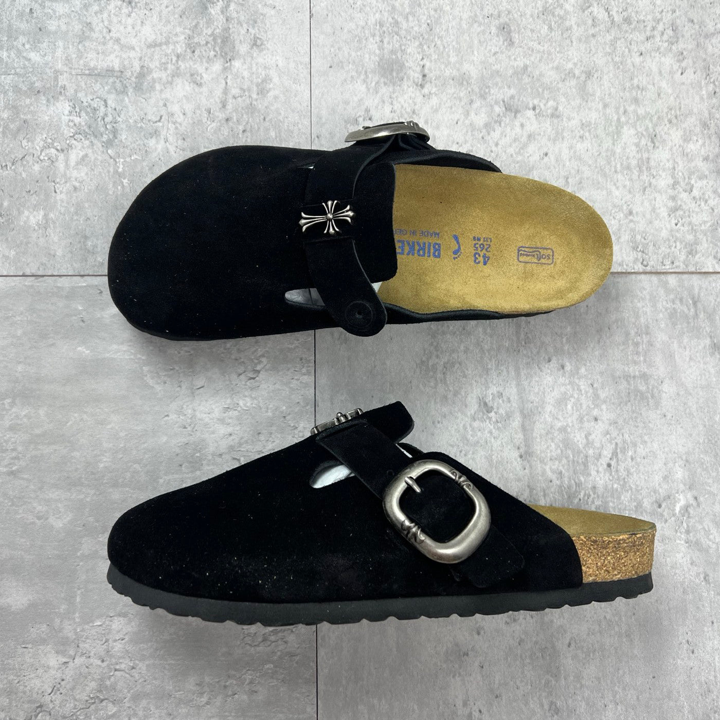 Chrome Hearts x Birkenstock Men's And Women's Spring Summer Round Toe Buckle Slippers Vacation Fashion Trend Cross Logo Sandals Shoes #77682