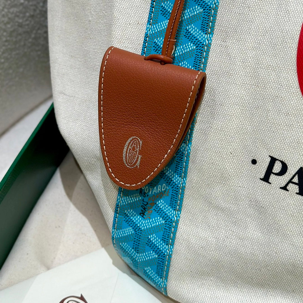 Goyard 2026 Limited Edition Belharra Mm Bag In Turquoise Limited-edition Two-tone Canvas Beach Bag Stylish Casual Shopping Bags #197457