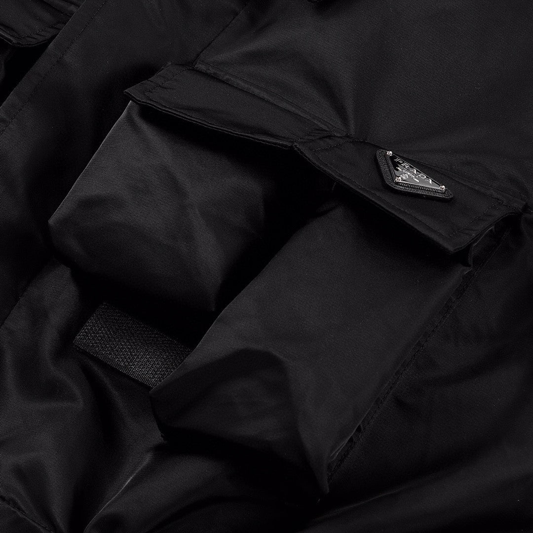 Prada Men's Spring and Fall Black Nylon Multi-Pocket Zipper Long Sleeve Jacket #99721