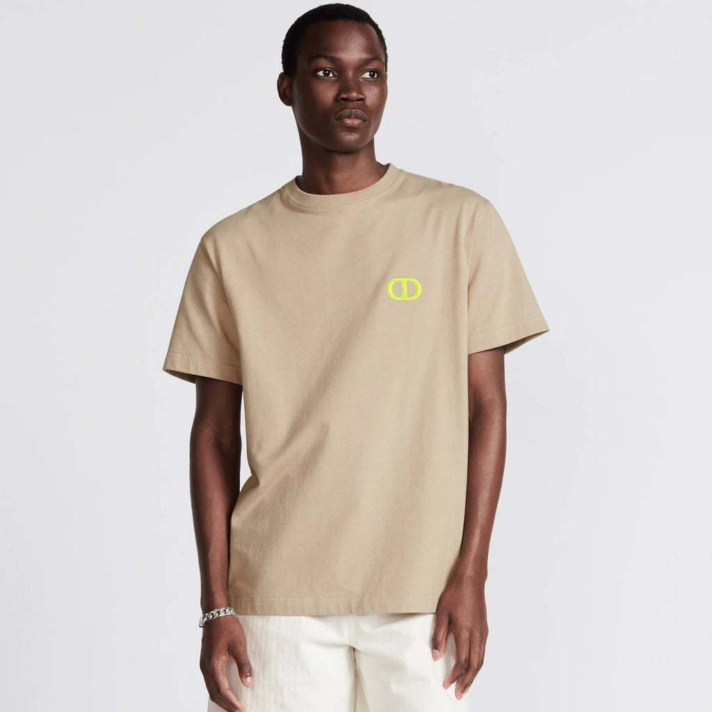 Dior Men's Summer Logo Embroidery Loose Solid Color Round Neck Cotton Short Sleeve T-Shirt #74449