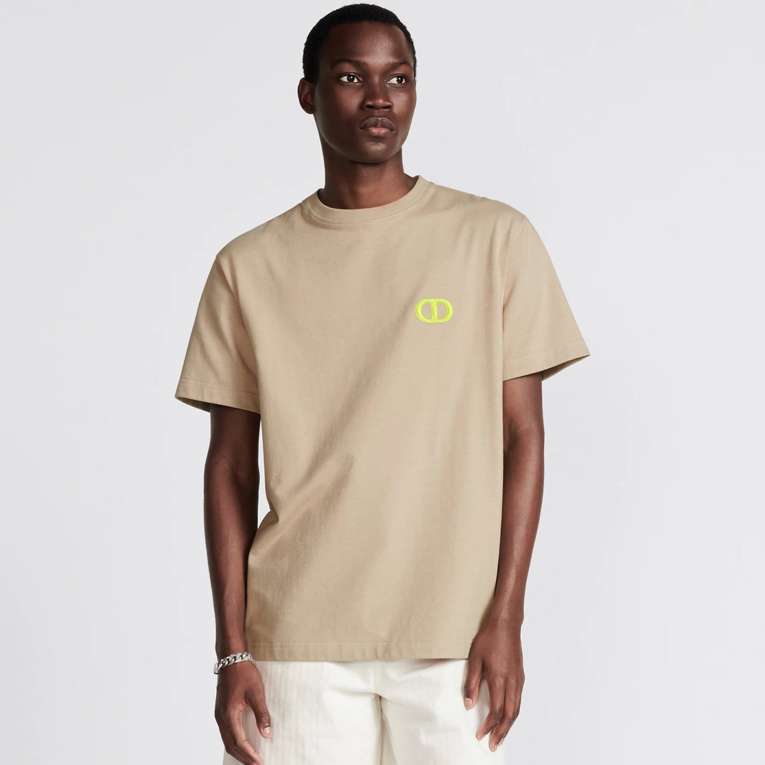 Dior Men's Summer Logo Embroidery Loose Solid Color Round Neck Cotton Short Sleeve T-Shirt #74449