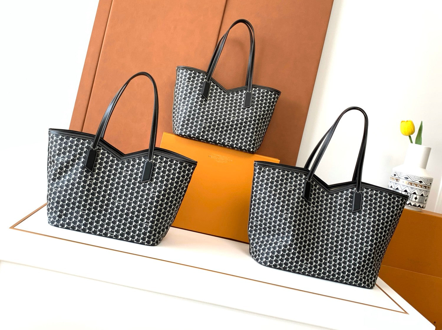 Moynat M Canvas Women's Classic Fashion Black And White Patchwork Canvas Tote Bag With Hook And Eye Closure Dual Use Handles And Shoulder Strap Bag Bags #78711