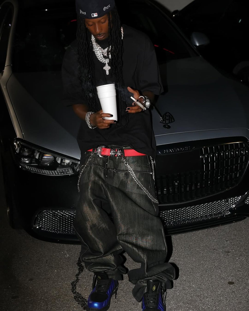 Opium Yvl Style Playboicarti Same Silky Brush Wax Zipper Dark Denim Pants Zipper High Street Vintage Pants Spring Summer Ngvp #1747