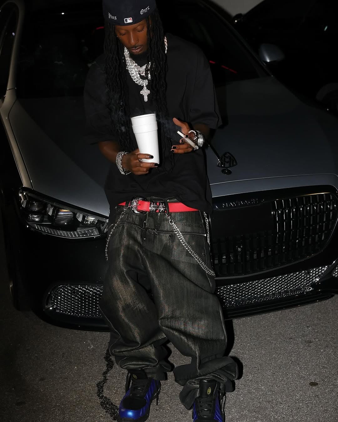Opium Yvl Style Playboicarti Same Silky Brush Wax Zipper Dark Denim Pants Zipper High Street Vintage Pants Spring Summer Ngvp #1747