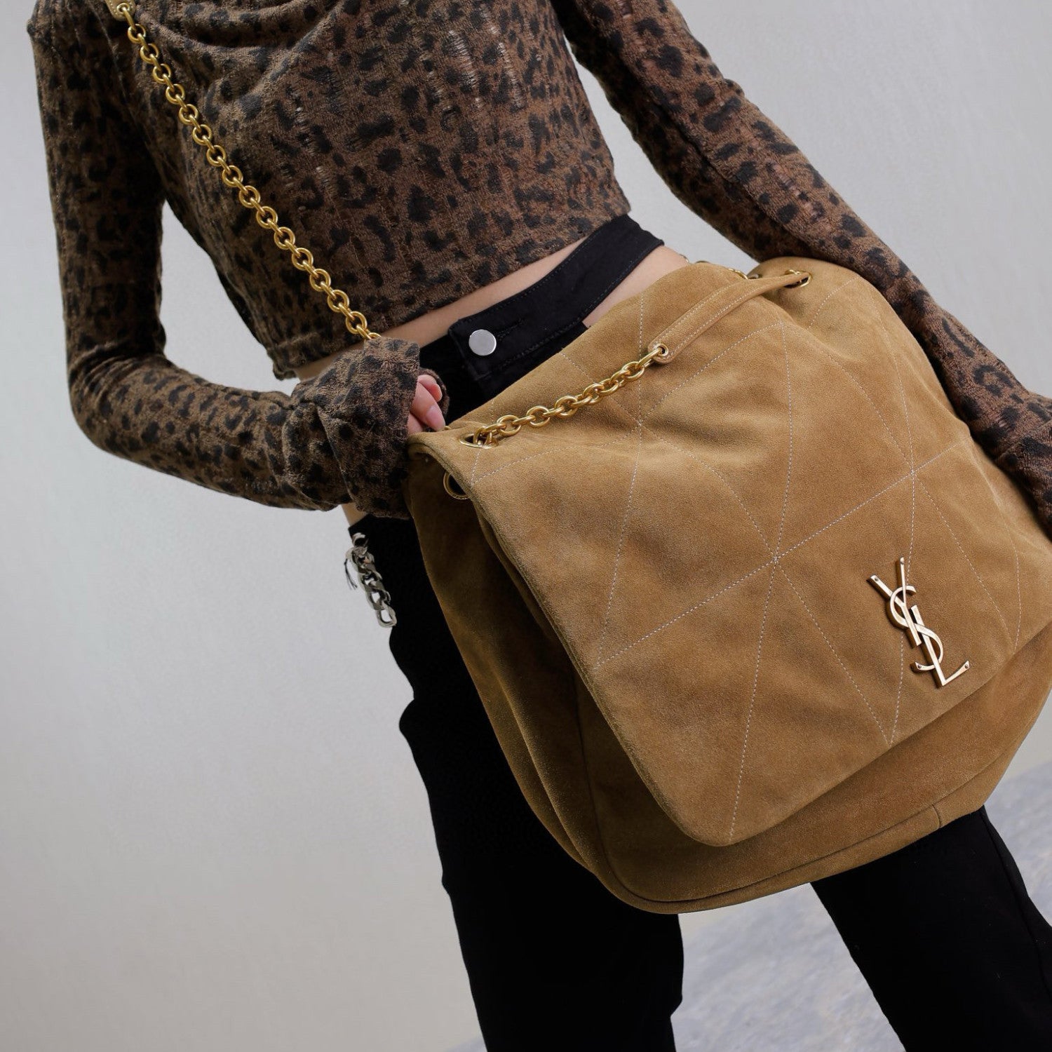 Saint Laurent Jamie 4.3 Women's Solid Color Logo Chain Suede Handbag Shoulder Bag Crossbody Bag Bags #78112