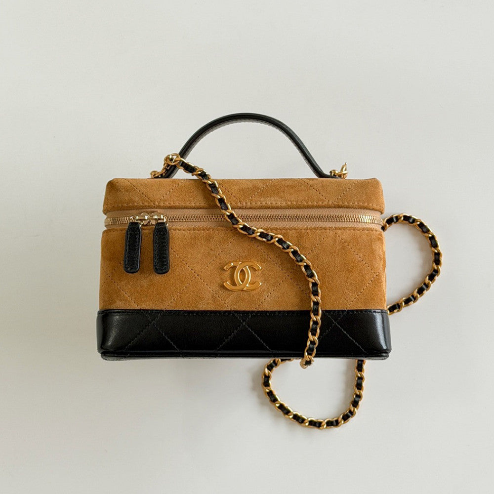 Chanel Suede Calfskin Colorblock Bag #377243