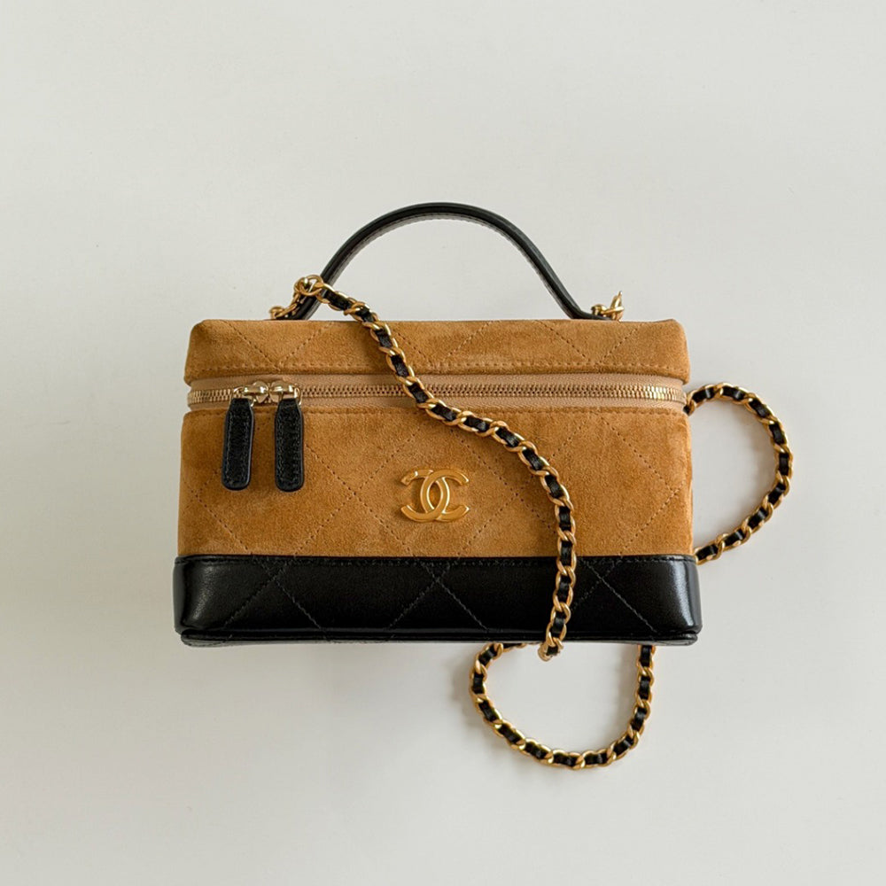 Chanel Suede Calfskin Colorblock Bag #377243