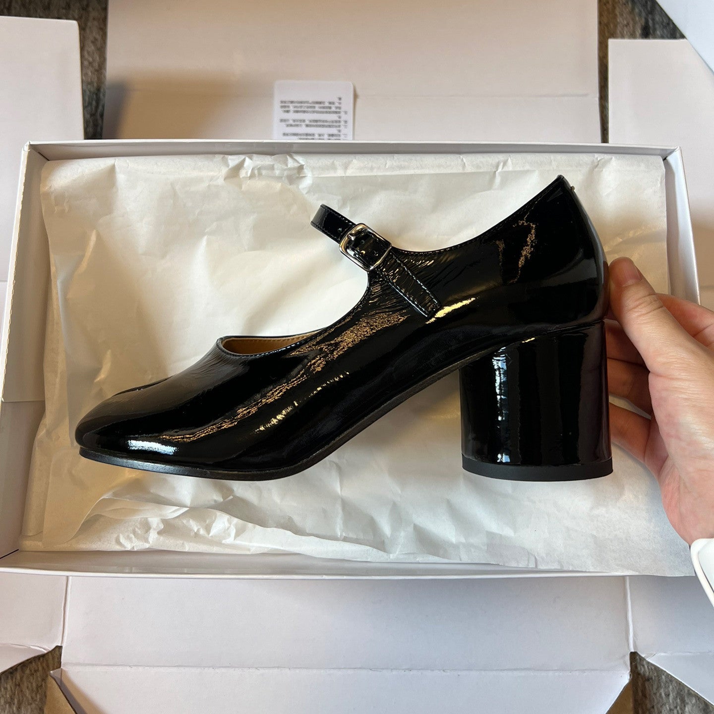 Maison Margiela Women's Spring/Fall Fashion Classic Round Toe Slip On Solid Color Leather Chunky Heel Mary Jane Split Toe Shoes #78646