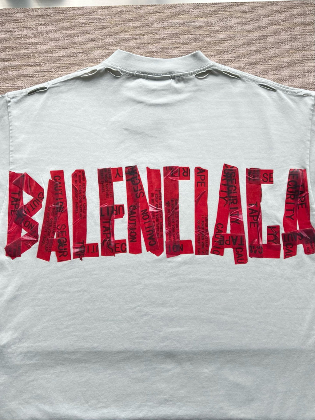 Balenciaga Men's Summer Solid Color Tape Letter Print Round Neck Cotton Short Sleeve T-Shirt #77438