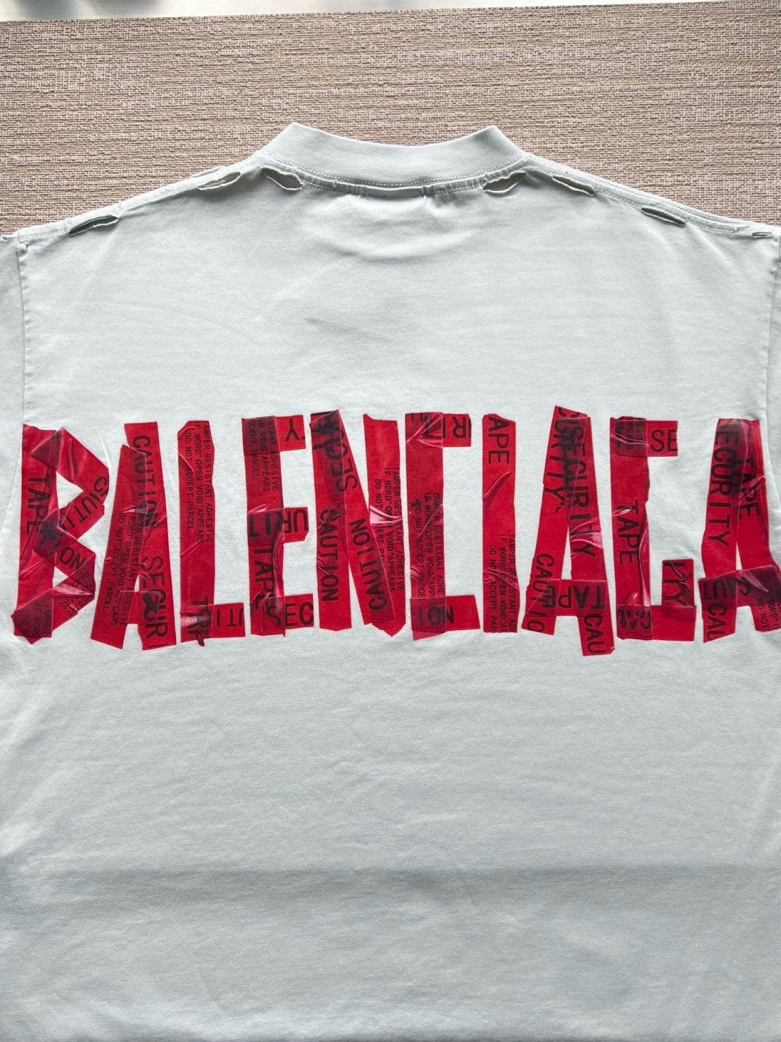 Balenciaga Men's Summer Solid Color Tape Letter Print Round Neck Cotton Short Sleeve T-Shirt #77438