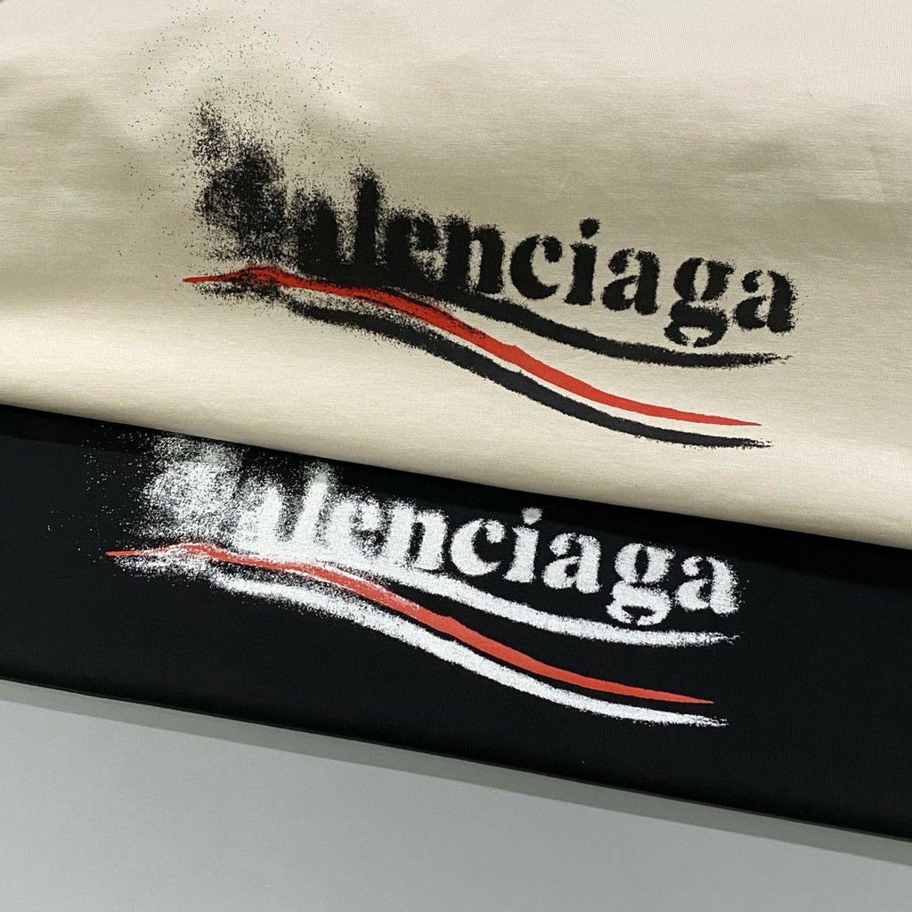 Balenciaga Men's and Women's Summer Letters Printed Round Neck Short Sleeve T-Shirt #98966