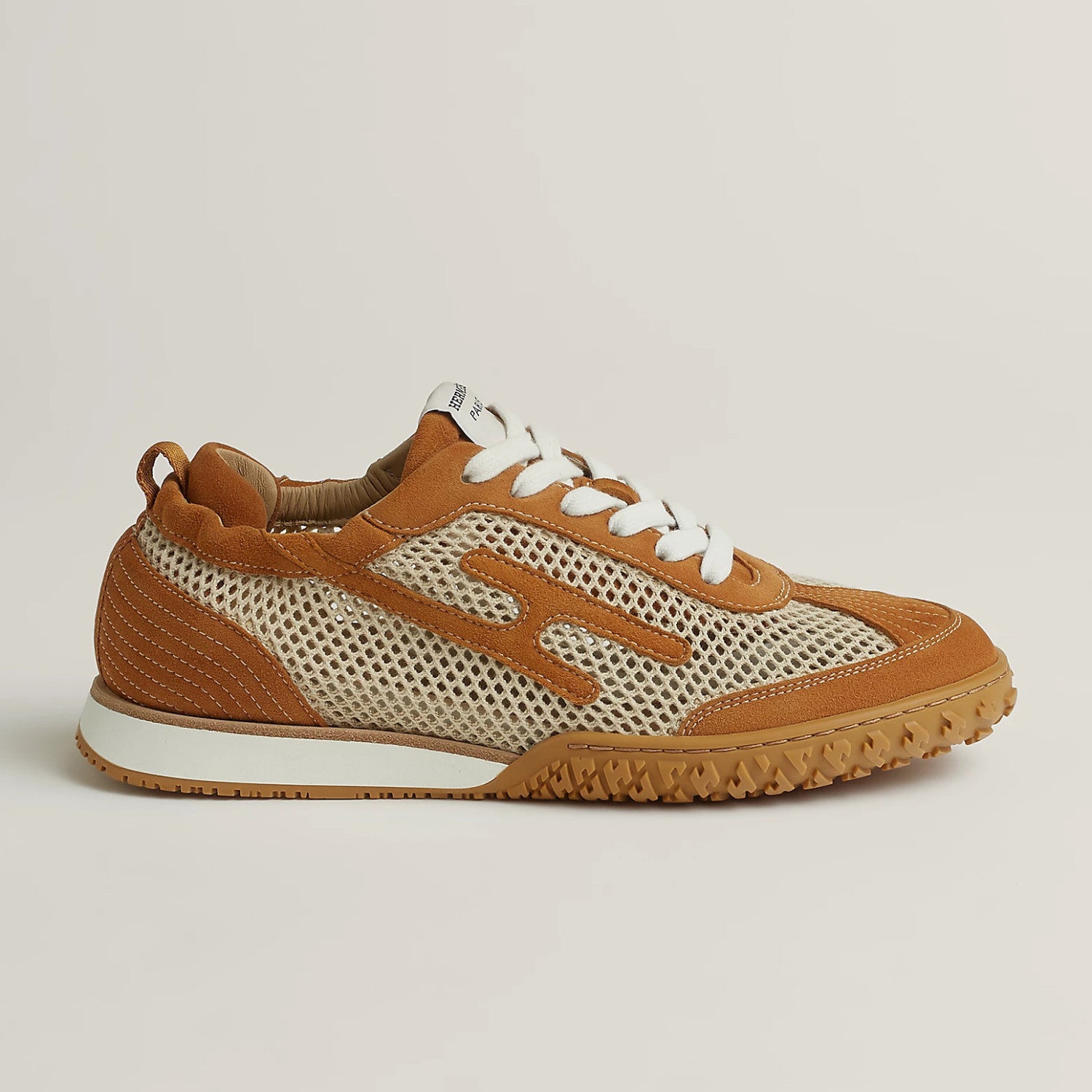 Hermes Jet Women's Four-Season Color-Blocked Suede Fabric Rubber Sole Low-Top Lace-Up Sneakers Shoes #77573