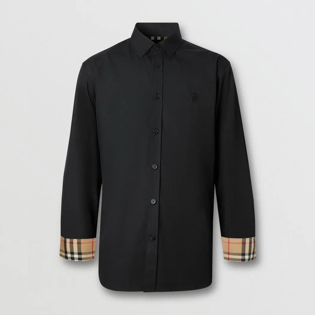 Burberry Men's Spring Summer Slim Fit Tailored Embroidered Logo Check Long Sleeve Shirt #99373