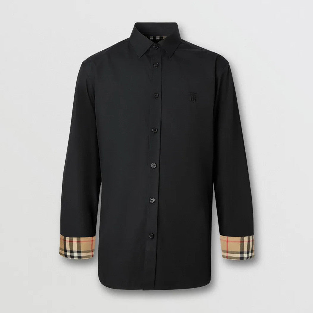 Burberry Men's Spring Summer Slim Fit Tailored Embroidered Logo Check Long Sleeve Shirt #99373