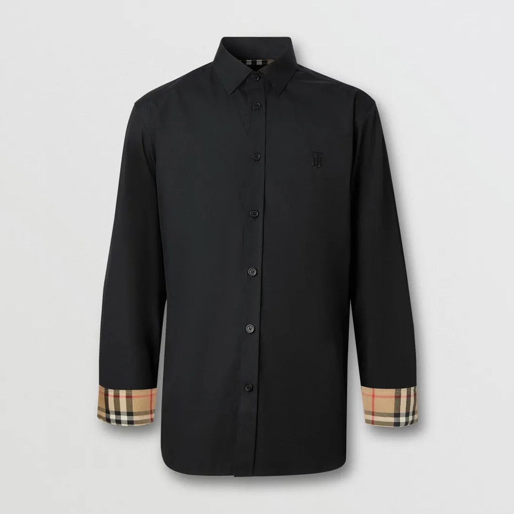 Burberry Men's Spring Summer Slim Fit Tailored Embroidered Logo Check Long Sleeve Shirt #99373