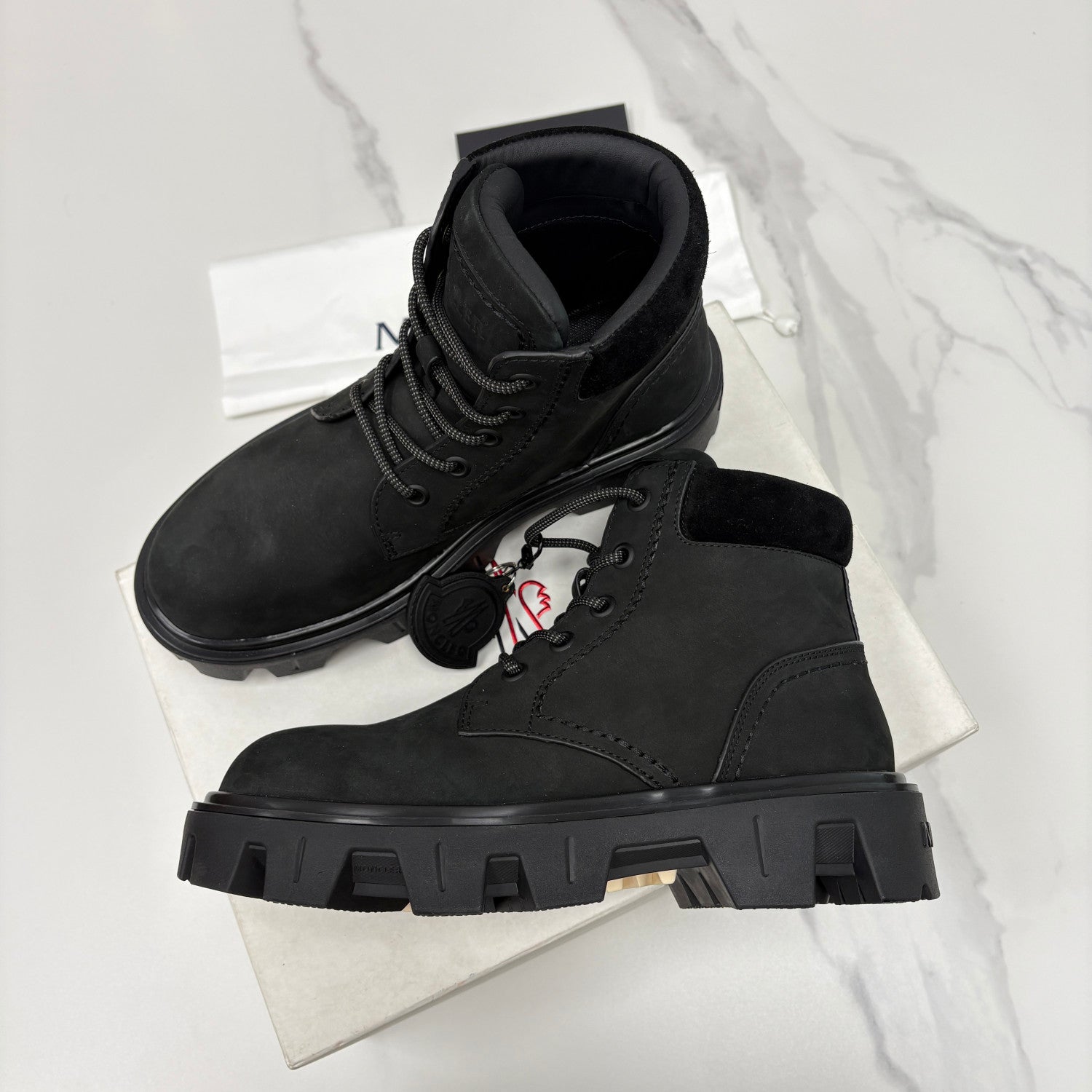 Moncler Black Peak City Nubuck Suede Lace-Up Boots #336113