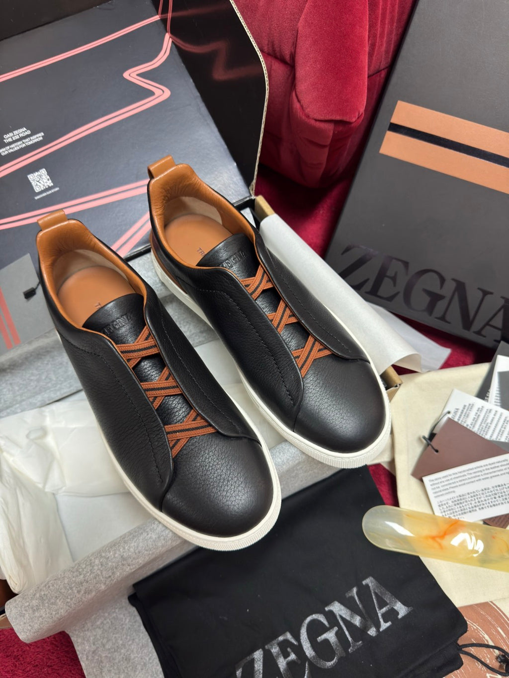 Ermenegildo Zegna TRIPLE STITCHâ„?SECONDSKIN Luxury Casual Shoes Men's All-Season Genuine Leather Fashion Footwear Lace-Free Comfort Shoes #81456
