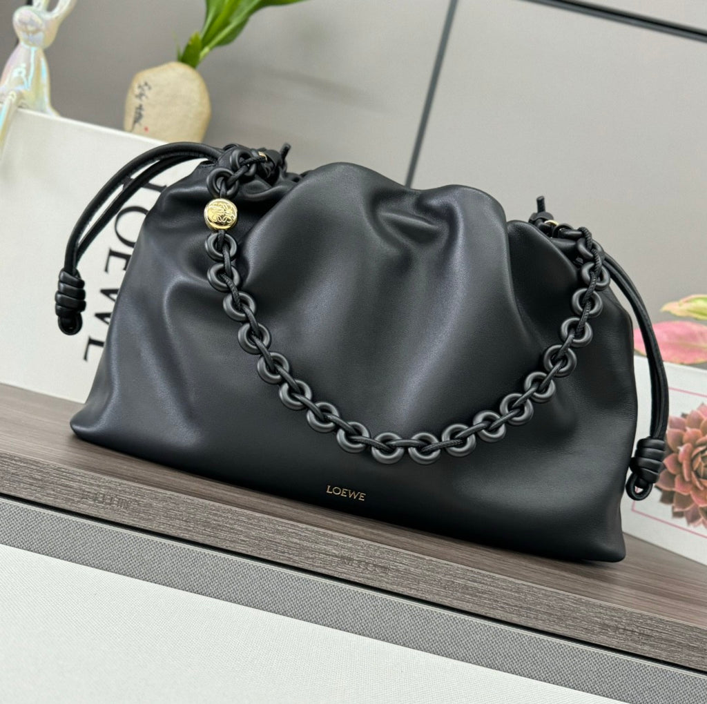Loewe Flamenco Purse Women's Fashion Classic Solid Color Soft Napa Lambskin Leather Pleated Design Brand Logo Magnetic Buckle Closure Crossbody Bag Shoulder Bag Handbag Bags A411FPDX01-6579 #78346