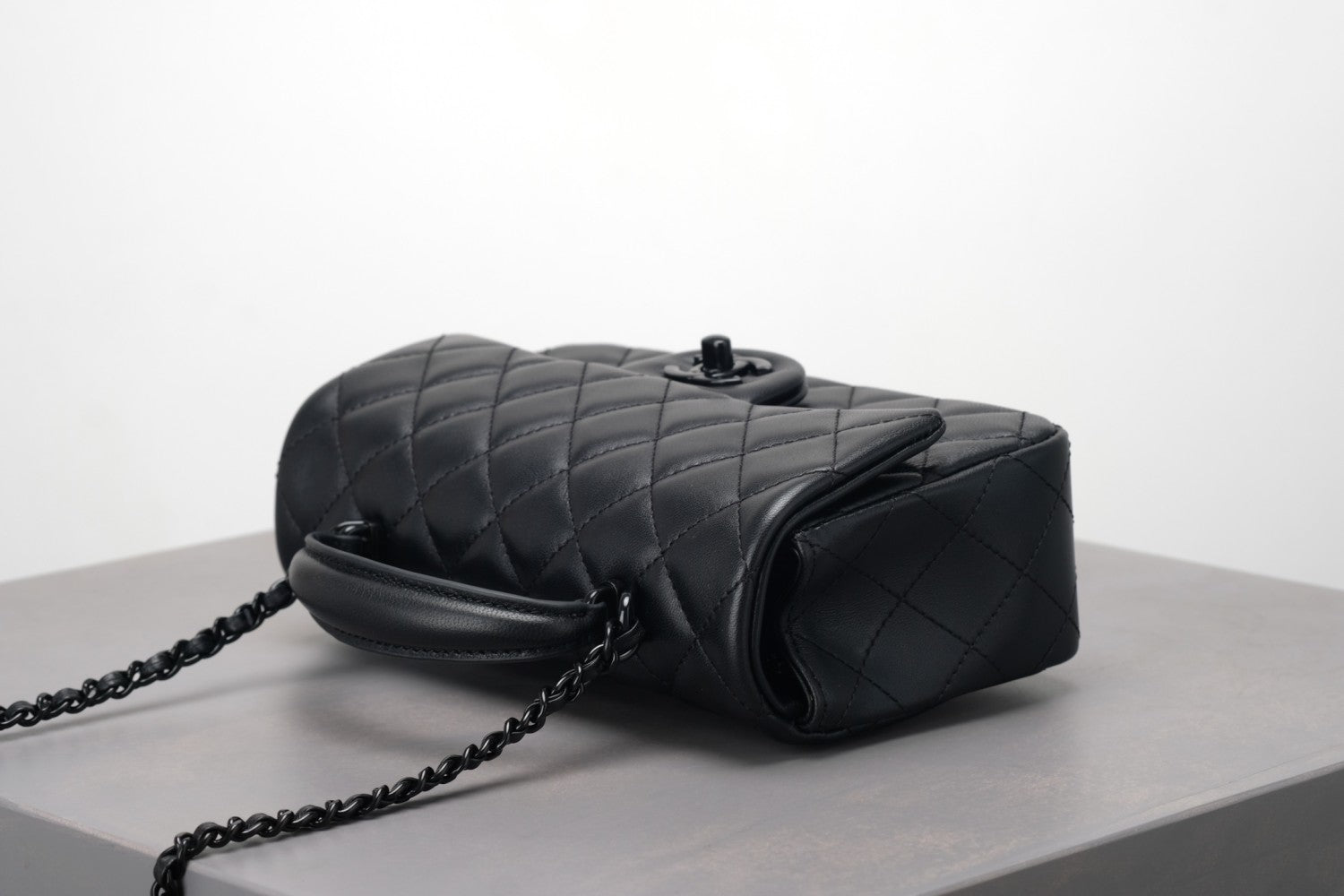 Chanel So Black Quilted Lambskin Mini Rectangular Classic Single Flap #378297