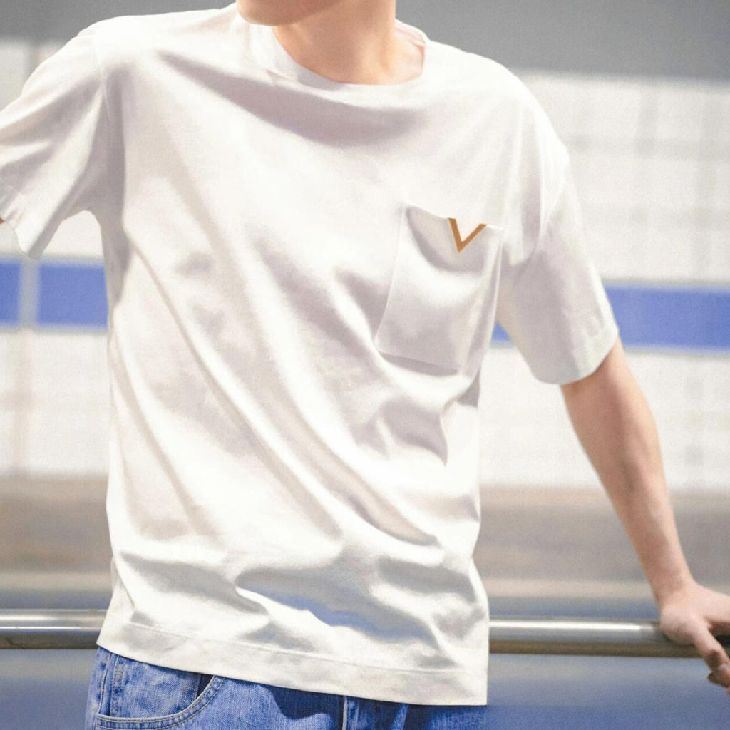 Valentino Men's Spring Summer Cotton Short Sleeve Fashion Casual Pocket Solid Color Simple T-Shirt Ngvp#8768