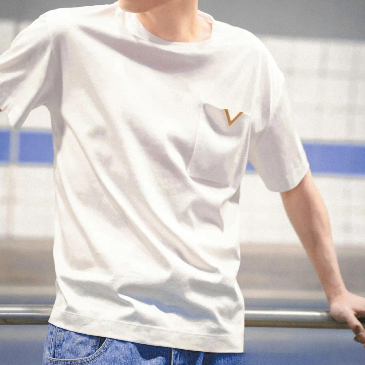 Valentino Men's Spring Summer Cotton Short Sleeve Fashion Casual Pocket Solid Color Simple T-Shirt Ngvp#8768