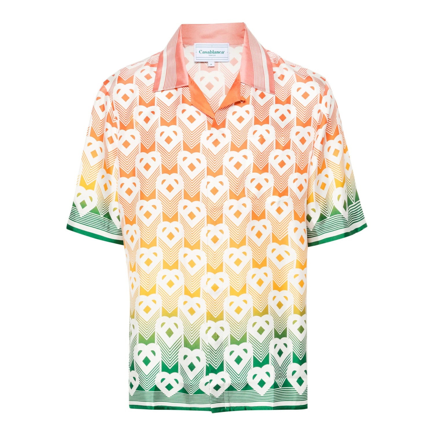 Casablanca Men's Summer Gradient Heart Printed Silk Short Sleeve Shirt Casual Elastic Lace-Up Shorts Ngvp  #8677