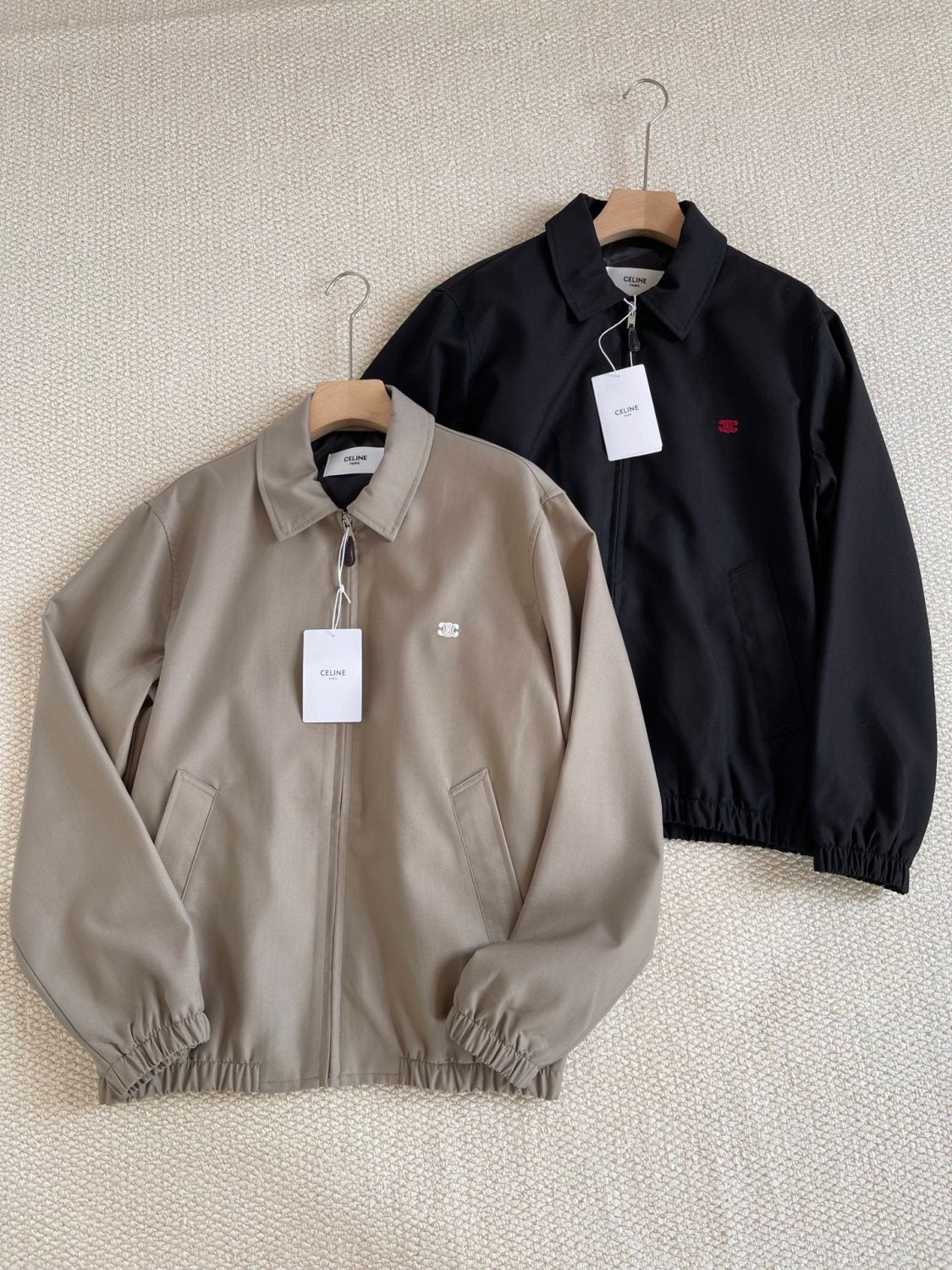 Celine Men's And Women's Autumn/Winter Fashion Casual Solid Color Zipper Neck Embroidered Printed Jacket #78347