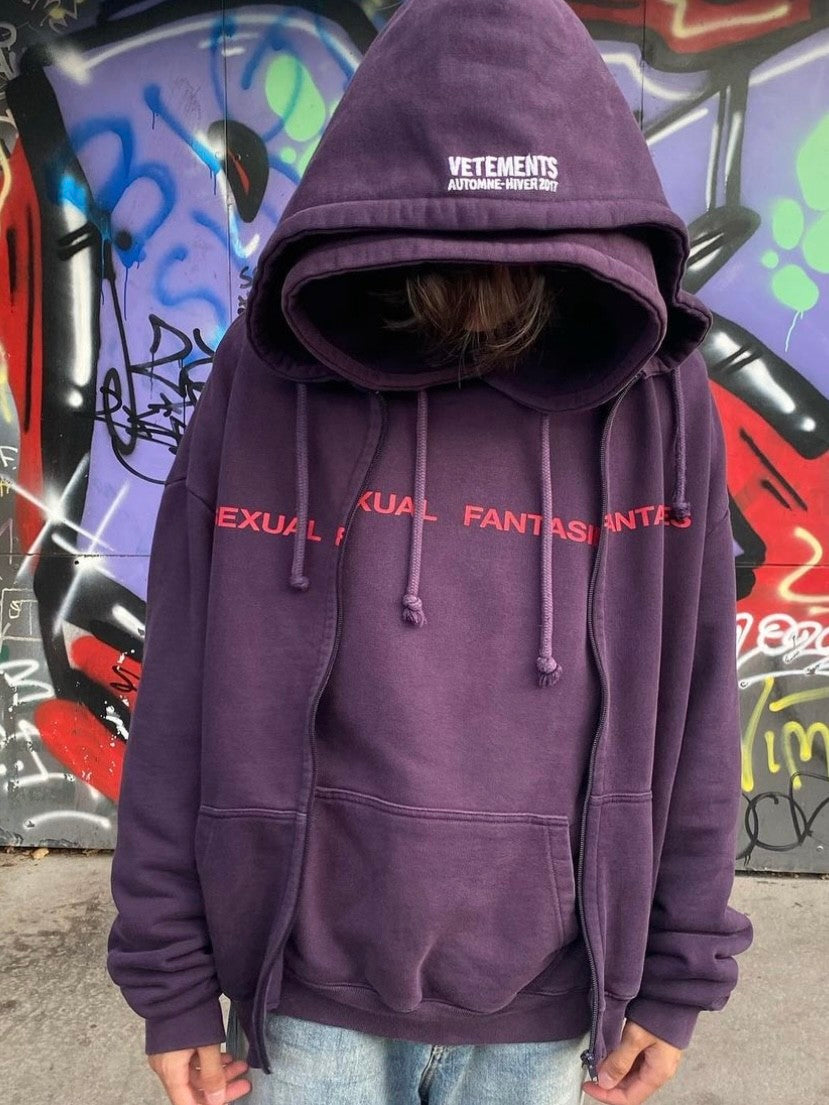 Vetements Men's Spring And Autumn Purple High Street Trend Hoodie Loose Pullover Hoodie Fashion Embroidery Letter Sweatshirt Long Sleeve Casual Top Jacket Ngvp #9978