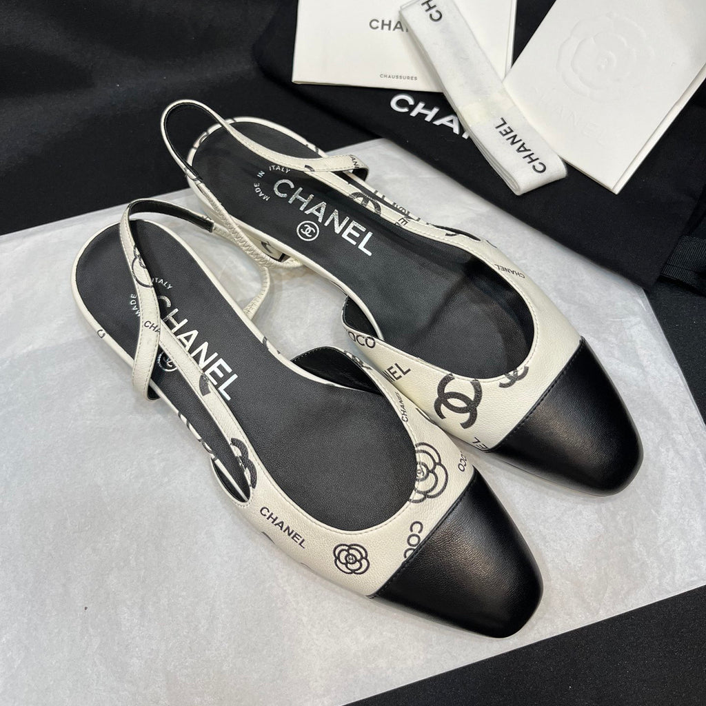 Chanel Women's Spring Summer Solid Colour Leather Round Toe Ballet Sandal Shoes #77255
