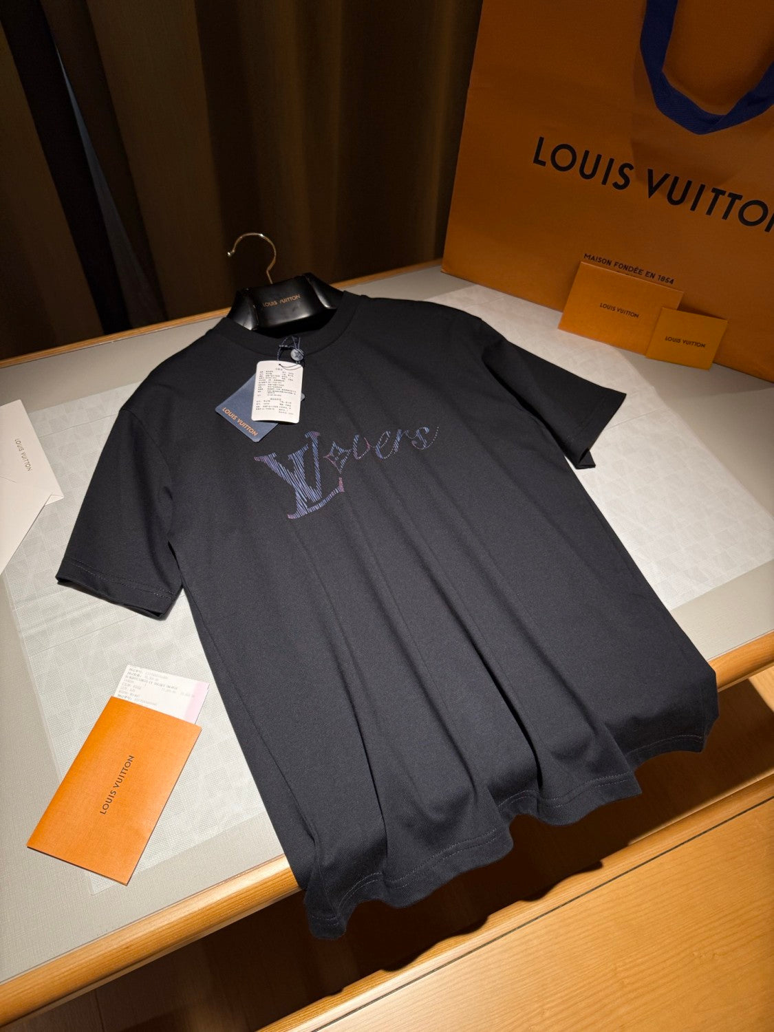 Louis Vuitton Men's Summer Logo Beaded Embroidery Letter Printed Solid Color Round Neck Short Sleeve T-Shirt #75961