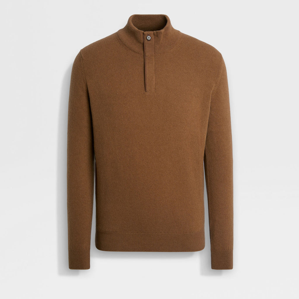 Ermenegildo Zegna Deep Foliage Mélange Color Oasi Cashmere Zipper Penguin Collar Sweater Men's Luxury Knitted Sweater Autumn And Winter Bottom Warm Fashion Trend Knitting Ngvp #2451
