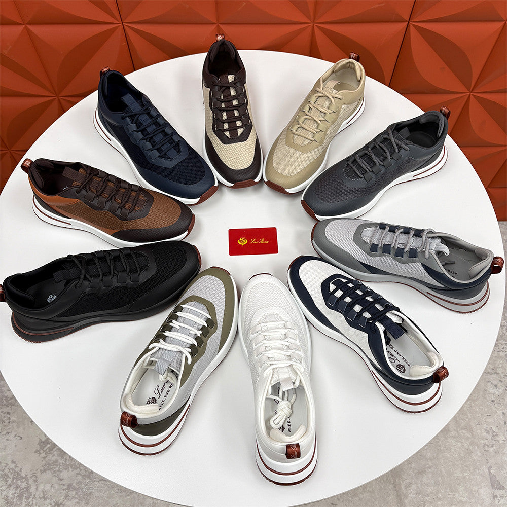 Loro Piana Week End Walk Mesh Cowhide Suede Casual Sneakers #381648