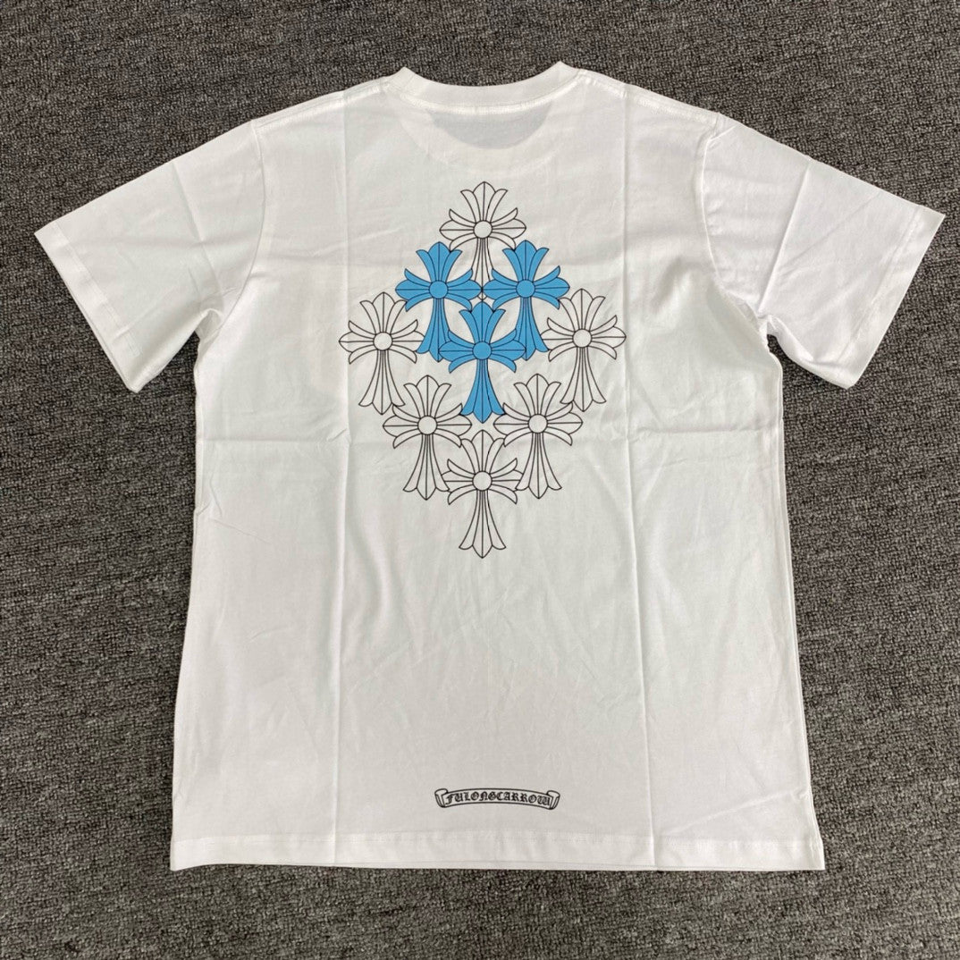 Chrome Hearts Men's Summer Solid Colour Cross Print Round Neck Cotton Short Sleeve T-Shirt #76812
