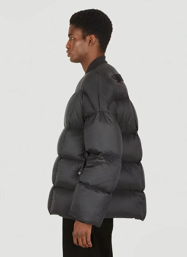 Rick Owens Men's And Women's Fall And Winter Quilted Line Design Simple Loose Thickened Down Jacket Jacket Zipper Black Seko Trend Oversized Jacket Ngvp #2611