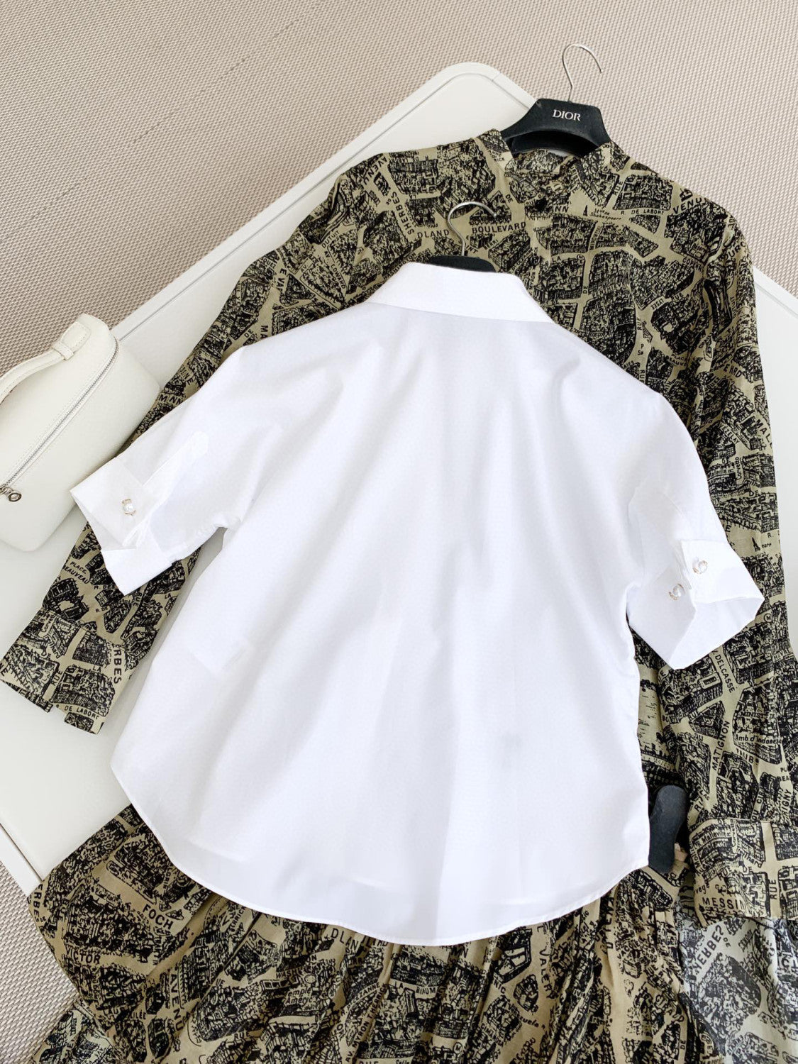 Dior Blouse With Puff Sleeves Women's Embroidered Logo Short Sleeve Shirt #96261