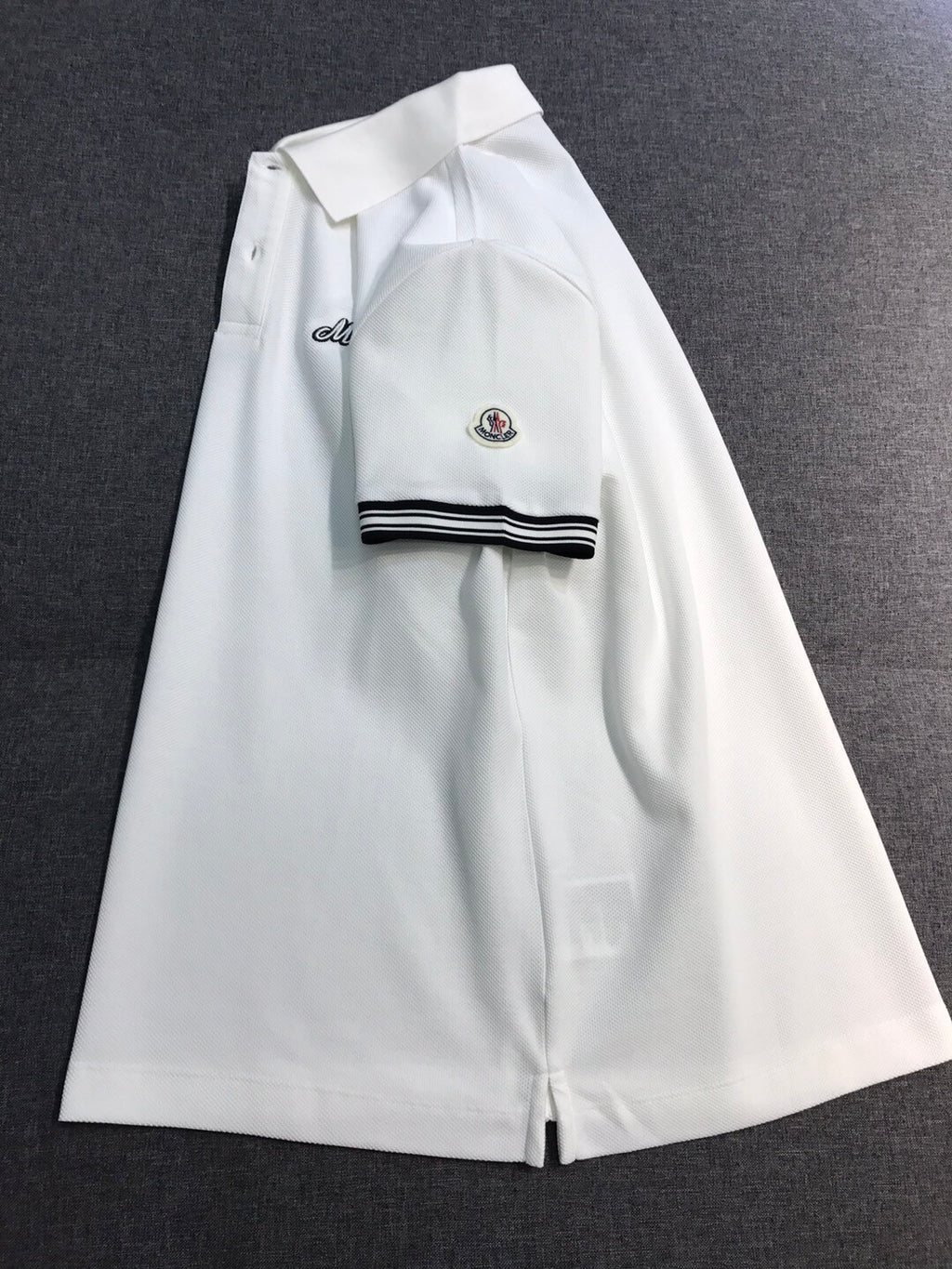 Moncler Men's Summer Embroidered Letter Print Polo Neck Solid Color Short Sleeve T-Shirt #75655