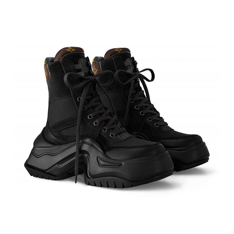 Louis Vuitton Archlight Women's Leather Lace-Up Fashion Ankle Boots Fall/Winter Solid Color Round Toe Chunky Sole Chelsea Boots Casual Shoes with 6cm Heel Height #81734