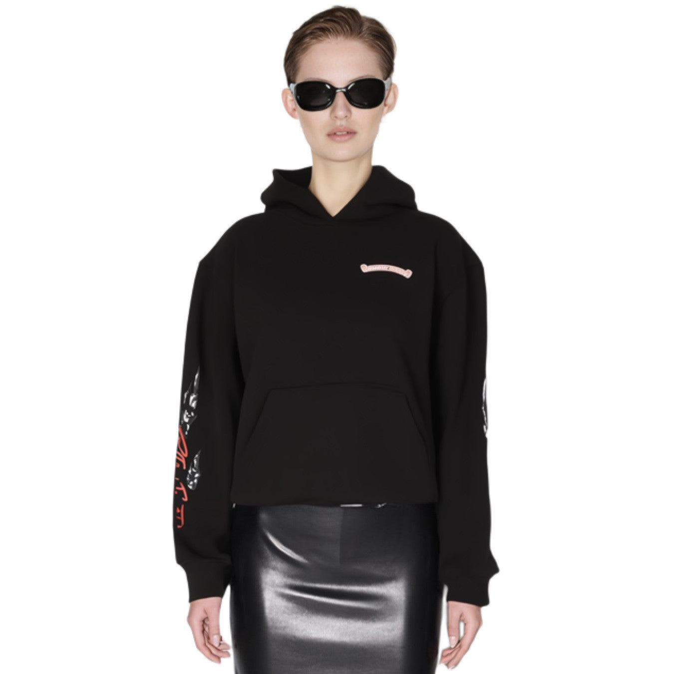 Chrome Hearts Men's Spring and Autumn Black Logo Printed Long Sleeve Hooded Sweatshirt Pullover #72484